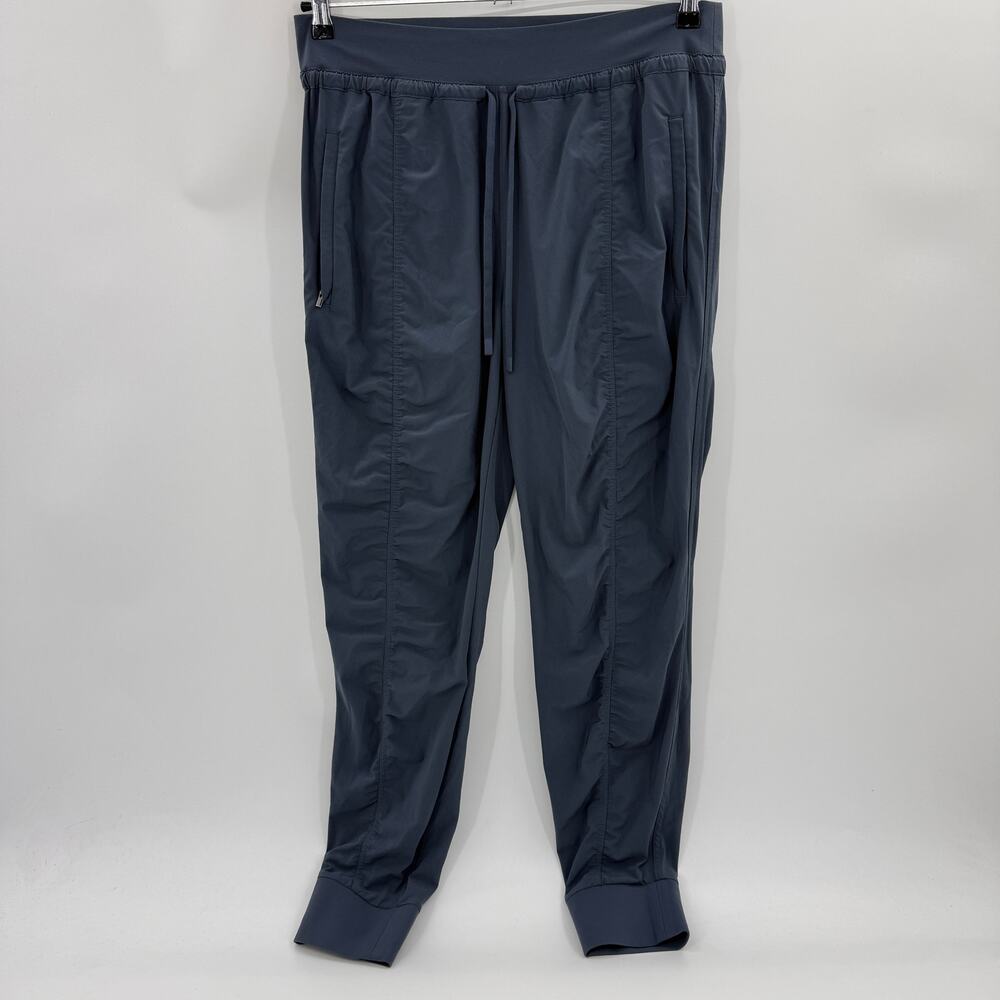 ATHLETA Attitude Jogger Pant Ruched Sz 14 Blue Grey Lightweight Athleisure Yoga